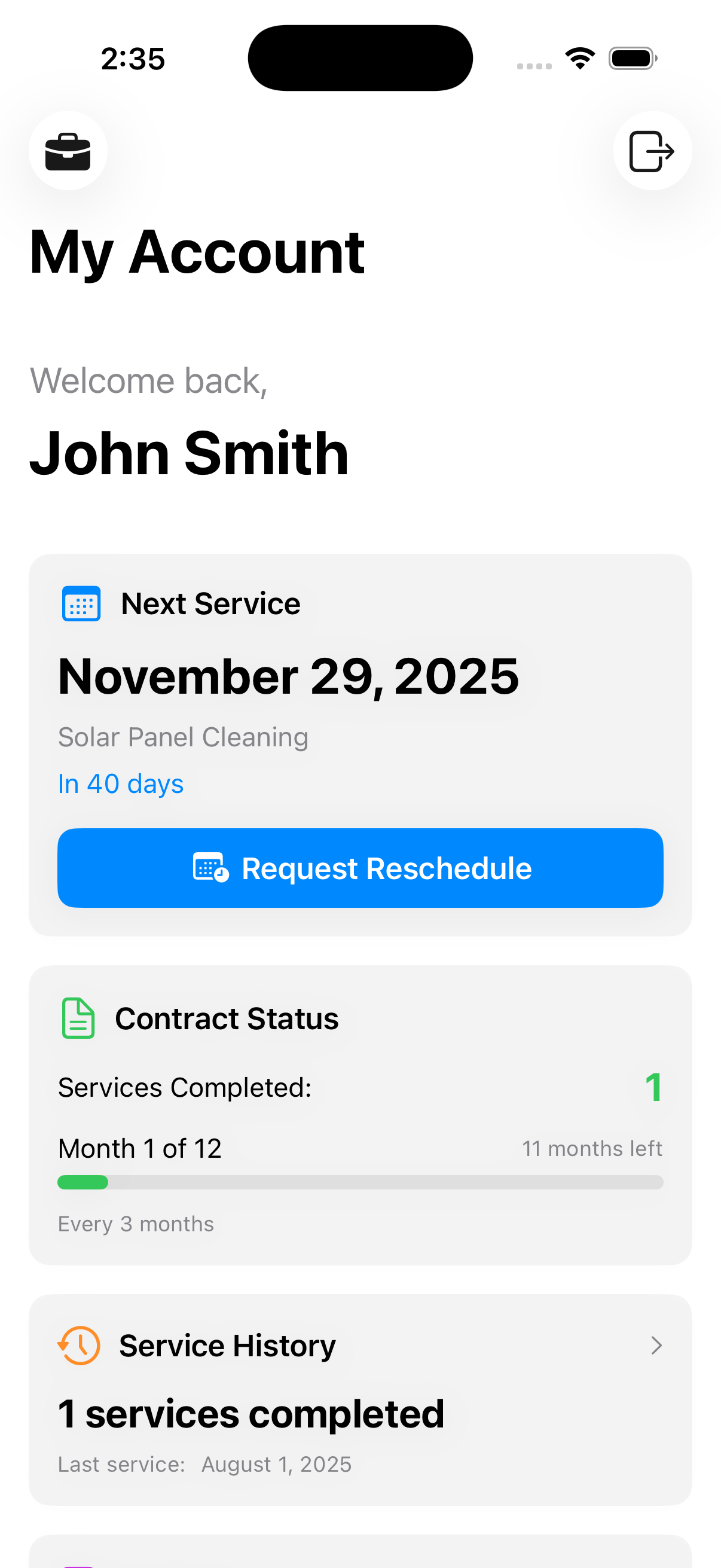 Customer Portal - Self-service dashboard