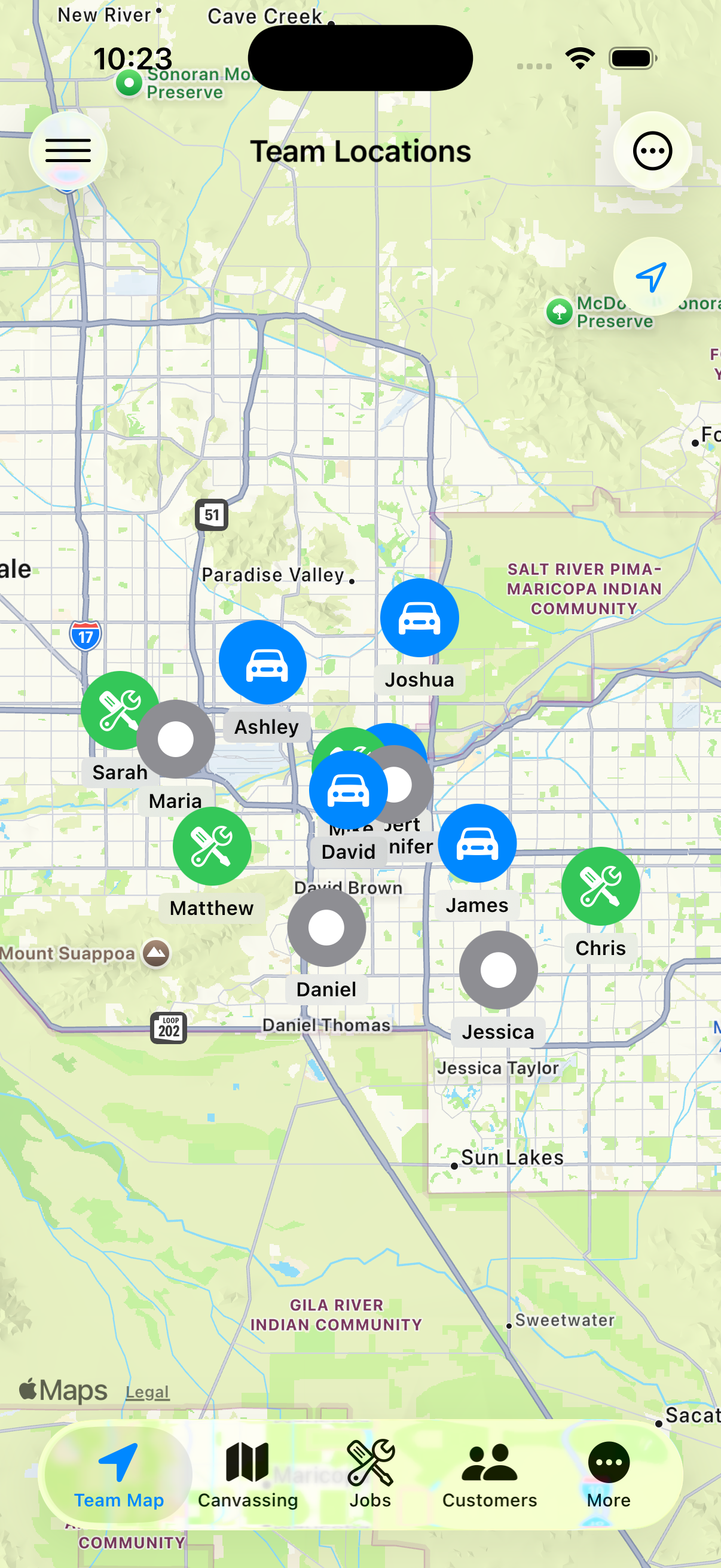 Live Team Map - Real-time GPS tracking